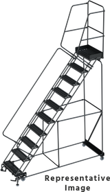 Ballymore Safety Products 50 Degree Slope Walk Down Ladders, CALOSHA, 50° Incline, 10 Step, 32 In Wide Base, 21 in Deep Top Step, Abrasive Mat Tread 