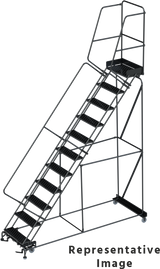 Ballymore Safety Products 50 Degree Slope Walk Down Ladders, CALOSHA, 50° Incline, 11 Step, 32 In Wide Base, 28 in Deep Top Step, Abrasive Mat Tread 
