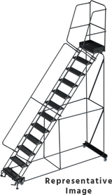 Ballymore Safety Products 50 Degree Slope Walk Down Ladders, CALOSHA, 50° Incline, 12 Step, 32 In Wide Base, 21 in Deep Top Step, Abrasive Mat Tread 