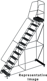 Ballymore Safety Products 50 Degree Slope Walk Down Ladders, CALOSHA, 50° Incline, 12 Step, 32 In Wide Base, 28 in Deep Top Step, Expanded Metal Tread 