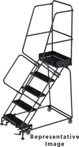 Ballymore Safety Products 50 Degree Slope Walk Down Ladders, CALOSHA, 50° Incline, 5 Step, 32 In Wide Base, 28 in Deep Top Step, Abrasive Mat Tread 