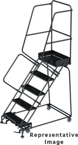 Ballymore Safety Products 50 Degree Slope Walk Down Ladders, CALOSHA, 50° Incline, 5 Step, 32 In Wide Base, 14 in Deep Top Step, Perforated Tread, Setup 