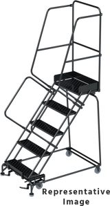 Ballymore Safety Products 50 Degree Slope Walk Down Ladders, CALOSHA, 50° Incline, 5 Step, 32 In Wide Base, 14 in Deep Top Step, Expanded Metal Tread, Setup 
