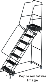 Ballymore Safety Products 50 Degree Slope Walk Down Ladders, CALOSHA, 50° Incline, 7 Step, 32 In Wide Base, 21 in Deep Top Step, Perforated Tread 