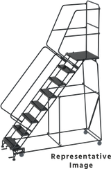 Ballymore Safety Products 50 Degree Slope Walk Down Ladders, CALOSHA, 50° Incline, 8 Step, 24 In Wide Base, 21 in Deep Top Step, Serrated Tread 