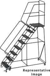 Ballymore Safety Products 50 Degree Slope Walk Down Ladders, CALOSHA, 50° Incline, 8 Step, 24 In Wide Base, 21 in Deep Top Step, Abrasive Mat Tread, Setup 