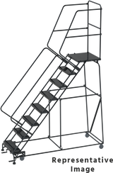 Ballymore Safety Products 50 Degree Slope Walk Down Ladders, CALOSHA, 50° Incline, 8 Step, 32 In Wide Base, 28 in Deep Top Step, Perforated Tread, Setup 