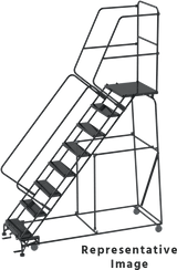 Ballymore Safety Products 50 Degree Slope Walk Down Ladders, CALOSHA, 50° Incline, 8 Step, 32 In Wide Base, 14 in Deep Top Step, Abrasive Mat Tread, Setup 