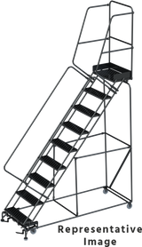 Ballymore Safety Products 50 Degree Slope Walk Down Ladders, CALOSHA, 50° Incline, 9 Step, 32 In Wide Base, 21 in Deep Top Step, Abrasive Mat Tread, Setup 
