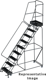Ballymore Safety Products 50 Degree Slope Walk Down Ladders, CALOSHA, 50° Incline, 9 Step, 32 In Wide Base, 14 in Deep Top Step, Expanded Metal Tread, Setup 