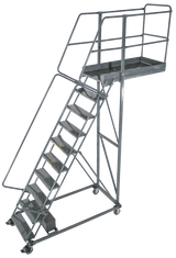 Ballymore Safety Products Cantilevered Ladders, 10 Step, 32 In Wide Base, 14 in Overhang, Serrated Tread 