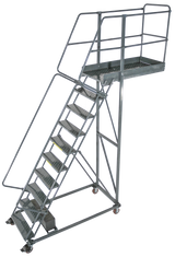 Ballymore Safety Products Cantilevered Ladders, 10 Step, 32 In Wide Base, 14 in Overhang, Perforated Tread 