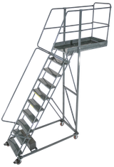 Ballymore Safety Products Cantilevered Ladders, 10 Step, 32 In Wide Base, 42 in Overhang, Perforated Tread 