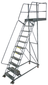 Ballymore Safety Products Cantilevered Ladders, 11 Step, 32 In Wide Base, 14 in Overhang, Perforated Tread 