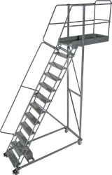 Ballymore Safety Products Cantilevered Ladders, 12 Step, 32 In Wide Base, 14 in Overhang, Perforated Tread 