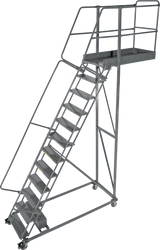 Ballymore Safety Products Cantilevered Ladders, 12 Step, 32 In Wide Base, 28 in Overhang, Serrated Tread 
