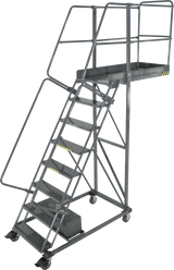 Ballymore Safety Products Cantilevered Ladders, 8 Step, 32 In Wide Base, 42 in Overhang, Perforated Tread 