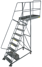 Ballymore Safety Products Cantilevered Ladders, 9 Step, 32 In Wide Base, 14 in Overhang, Serrated Tread 