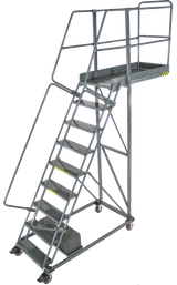 Ballymore Safety Products Cantilevered Ladders, 9 Step, 32 In Wide Base, 14 in Overhang, Serrated Tread 