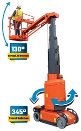 Ballymore Safety Products Drivable Vertical Mast Lift, 30' Lift, 9' Jib 