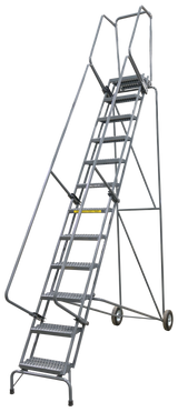 Ballymore Safety Products Fold-N-Store Ladders, 11 Step, 30 In Wide Base, 14 Deep Top Step, Serrated Tread, Setup 