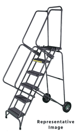 Ballymore Safety Products Fold-N-Store Ladders, 5 Step, 30 In Wide Base, 14 Deep Top Step, Perforated Tread 