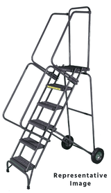 Ballymore Safety Products Fold-N-Store Ladders, 5 Step, 30 In Wide Base, 14 Deep Top Step, Expanded Metal Tread, Setup 