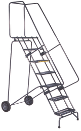 Ballymore Safety Products Fold-N-Store Ladders, 7 Step, 30 In Wide Base, 14 Deep Top Step, Serrated Tread, Setup 