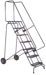 Ballymore Safety Products Fold-N-Store Ladders, 7 Step, 30 In Wide Base, 14 Deep Top Step, Abrasive Mat Tread 
