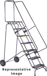 Ballymore Safety Products Fold-N-Store Ladders, 8 Step, 30 In Wide Base, 14 Deep Top Step, Perforated Tread 