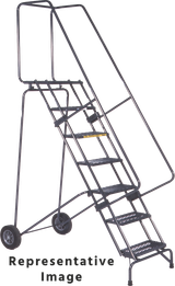 Ballymore Safety Products Fold-N-Store Ladders, 8 Step, 30 In Wide Base, 14 Deep Top Step, Perforated Tread 
