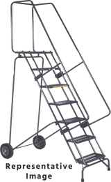 Ballymore Safety Products Fold-N-Store Ladders, 8 Step, 30 In Wide Base, 14 Deep Top Step, Perforated Tread, Setup 