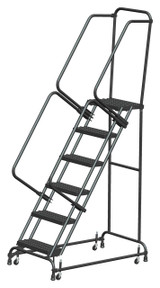 Ballymore Safety Products Spring Loaded Caster Ladders, 6 Step, 26 In Wide Base, 21 in Deep Top Step, Perforated Tread 