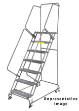 Ballymore Safety Products Spring Loaded Caster Ladders, 7 Step, 26 In Wide Base, 14 in Deep Top Step, Expanded Metal Tread 