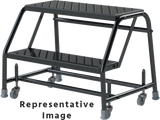 Ballymore Safety Products Spring Loaded Caster Ladders, 2 Step, 30" Wide Base, 28" Deep Top Step, Abrasive Mat Tread 