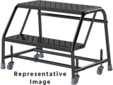 Ballymore Safety Products Spring Loaded Caster Ladders, 2 Step, 30" Wide Base, 28" Deep Top Step, Expanded Metal Tread 