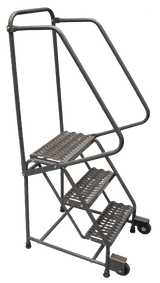 Ballymore Safety Products Tilt & Roll Ladders, 3 Step, 20 in Wide Base, 10 in Deep Top Step, Expanded Metal Tread, Setup 