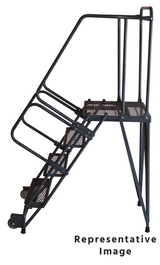 Ballymore Safety Products Tilt & Roll Ladders, 5 Step, 26 in Wide Base, 21 in Deep Top Step, Perforated Tread, Setup 