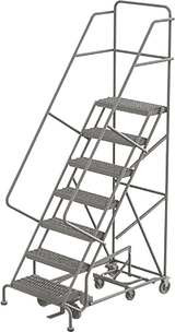 Tri-Arc KD 7 Step EC All DirECtion Ladder: 70 In Platform Height, 17 In Platform Deep, 24 In Platform Wide, Perforated, Gray 