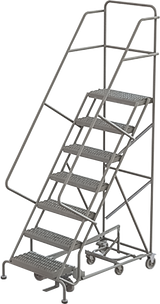 Tri-Arc KD 8 Step EC All DirECtion Ladder: 80 In Platform Height, 17 In Platform Deep, 24 In Platform Wide, Perforated, Gray 