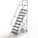 Tri-Arc KD 9 Step EC All DirECtion Ladder: 90 In Platform Height, 17 In Platform Deep, 24 In Platform Wide, Serrated, Gray 