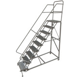 Tri-Arc KD 9 Step Easy Climb Rolling Ladder: 90 In Platform Height, 17 In Platform Deep, 24 In Platform Wide, Serrated, 35 In Bottom Wide 
