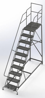Tri-Arc KD 10 Step Easy Climb Ladder Grip Strut 24 HR With Deep Top Step 
