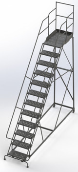 Tri-Arc Kd 12 Step Easy Climb Ladder Perforated 24 Hr 37" With 30" Deep Top Step 