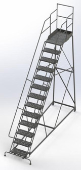 Tri-Arc Kd 13 Step Easy Climb Ladder Perforated 24 Hr 37" With 30" Deep Top Step 