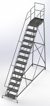 Tri-Arc KD 14 Step Easy Climb Ladder Grip Strut 24 HR With Deep Top Step 