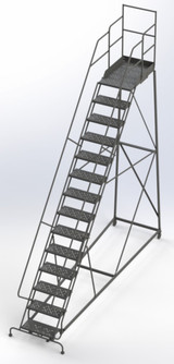 Tri-Arc Kd 14 Step Easy Climb Ladder Perforated 24 Hr 37" With 30" Deep Top Step 