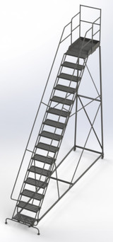 Tri-Arc KD 15 Step Easy Climb Ladder Grip Strut 24 HR With Deep Top Step 