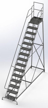 Tri-Arc Kd 15 Step Easy Climb Ladder Perforated 24 Hr 37" With 20" Deep Top Step 