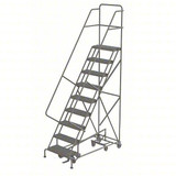 Tri-Arc KD 9 Step All DirECtion Ladder: 90 In Platform Height, 10 In Platform Deep, 24 In Platform Wide, Serrated, Gray 